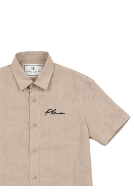 Sand-colored linen shirt for children Philipp Plein | BSI250SABBIA